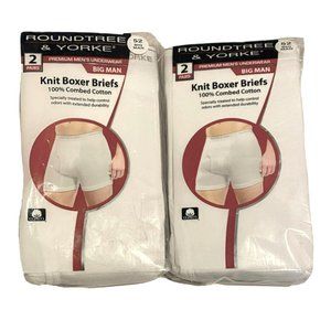 2 Sets Roundtree Yorke Knit Boxer Briefs Cotton Big Man Size 52